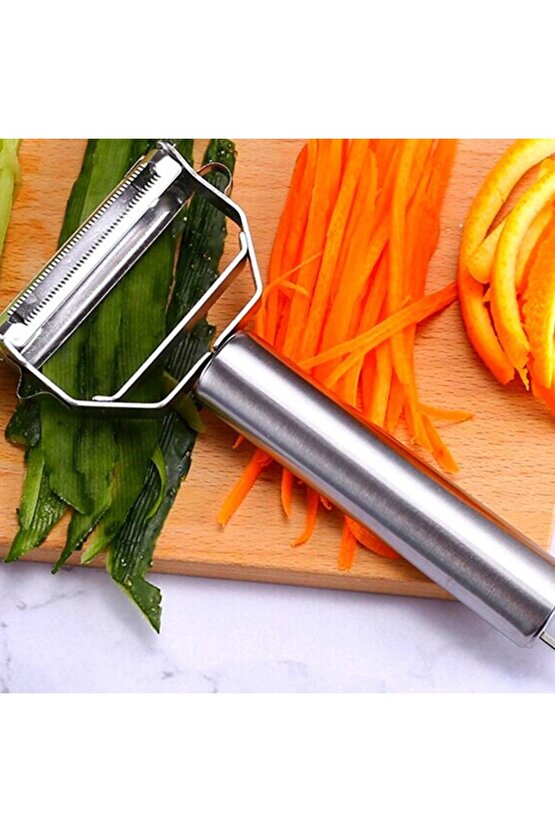 3 Adet Pratik Soyacak Jumbo Boy Paslanmaz Çelik Turbo Jülyen Sebze Ve Meyve Soyucu