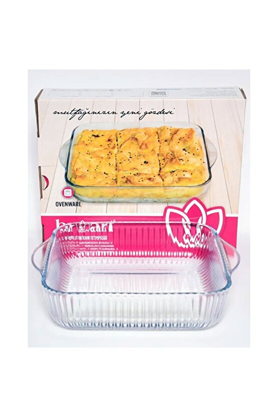 Borosilikat Cam Mega Kek Börek Kalıbı Köşeli Fırın Buzluk İçin Uygun
