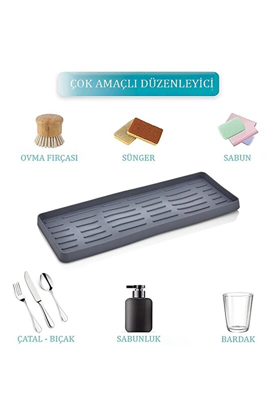 Kaydırmaz Yağlık Altlığı Bulaşık Sünger Katı Sabunluk Çok Amaçlı Silikon Ped Axe5-t1