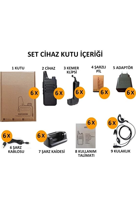 6lı 446 TYPE-C SARJ Altılı El Telsizi