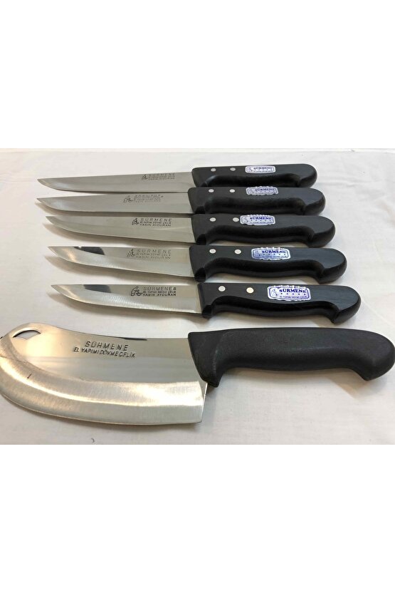 5 Bıçak 1 Ezme Paslanmaz Çelik Mutfak Bıçağı Seti