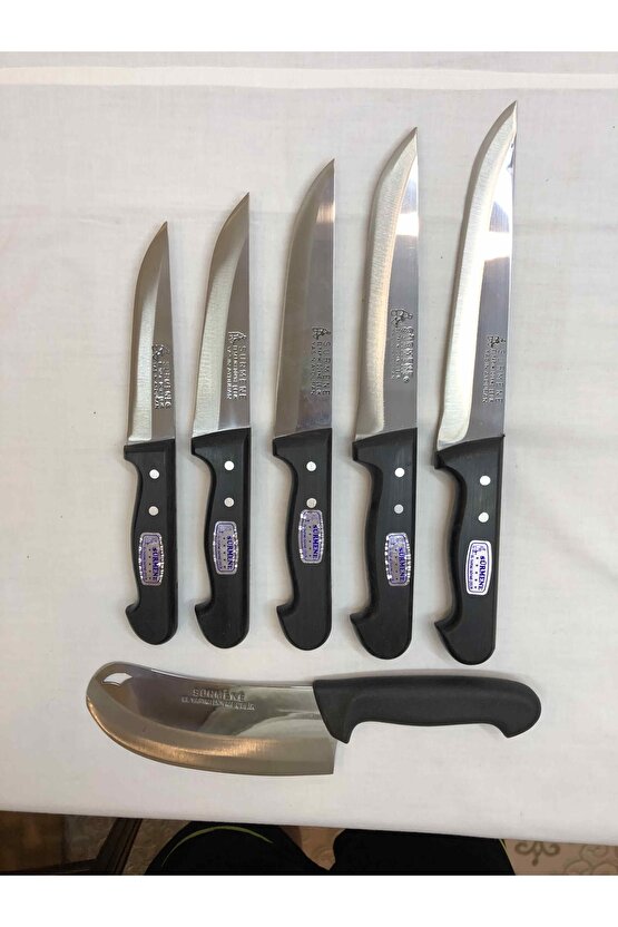 6 Adet Plastik Saplı Bıçak Ezme Satır Seti