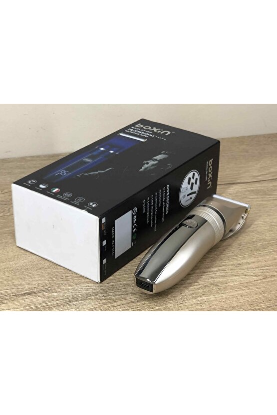 Kablosuz Profesyonel Kuaför Tipi Dijital Gösterge Şampanya Rengi Tıraş Makinası