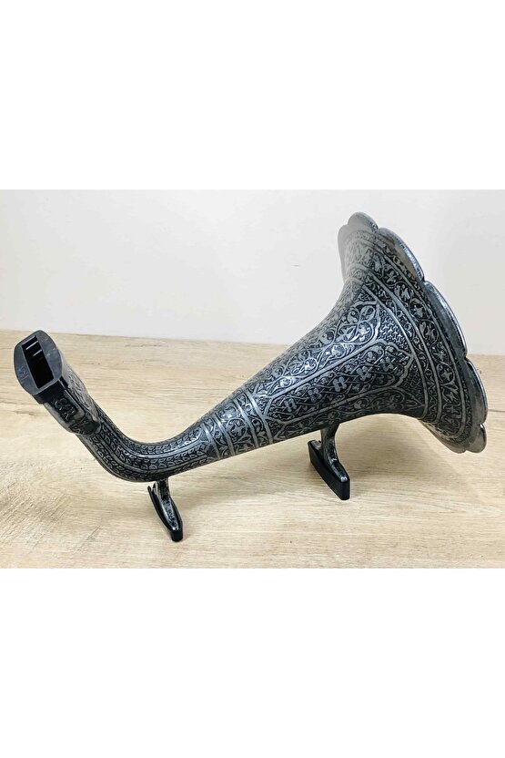 Eskitme Gümüş Renkli Osmanlı Tarzı Süslemeli Cep Telefonunu Gramofona Çeviren Huni