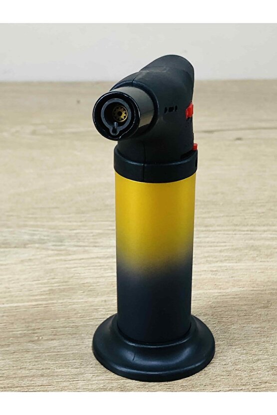 Mavi Alevli Masa Tipi Standlı Sarı Renk Pürmüz Çakmak