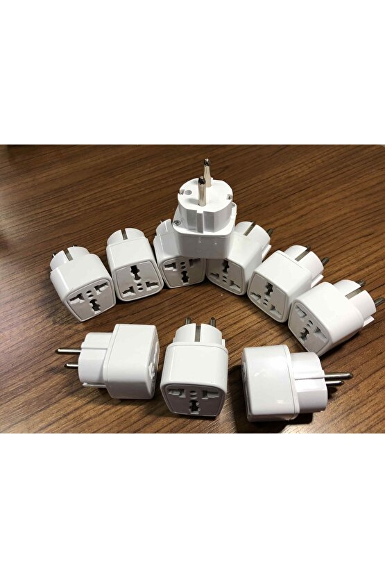 Universal Çevirici Priz Amerikan Ingiliz Fiş Dönüştürücü Türk Tipe Çeviren Başlık 10lu Paket