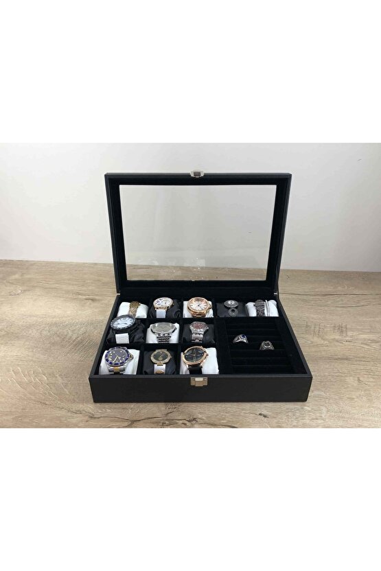 Düzeni Seven Bayanlara Özel Deri Kaplı Saat Takı Ziynet Kolye Düzenleme Kutusu