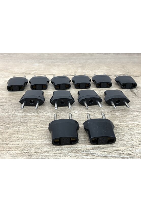 12 Adet Türk Malı Siyah Plastik Amerikandan Türkiye Fişine Çevirici Dönüitürücü Fiş Ucu