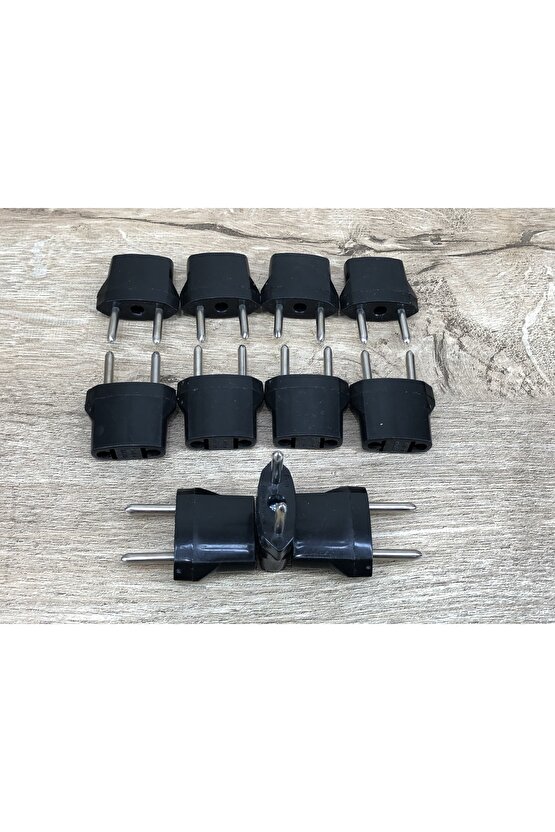 11 Adet Amerikan Fişini Türk Fişine Çevirici Siyah Plastik Adaptör Türkiye Elektrik Priz Dönüştürücü