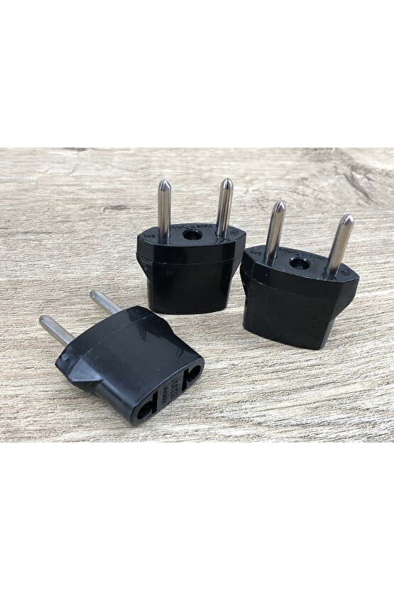 Amerikan Tipi Prizleri Dönüştürücü Fiş Türk Prizine Çevirici Adaptörü Aparat Siyah 3 Adet