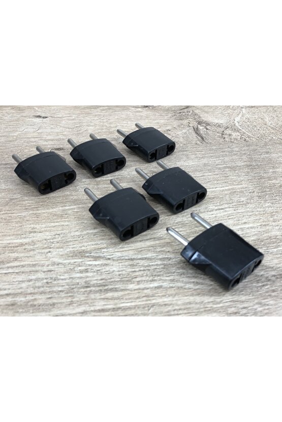 Amerika Fişinden Türkiye Fişine Çevirici Dönüştürücü Adaptör 6 Adet Siyah Avrupa Uç