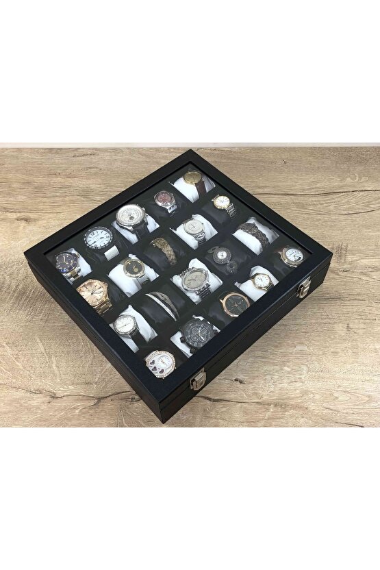 Yerli Üretim 20 Farklı Saat Alabilen Deri Kaplama Takı Kolye Bileklik Kol Saati Muhafaza Kutusu