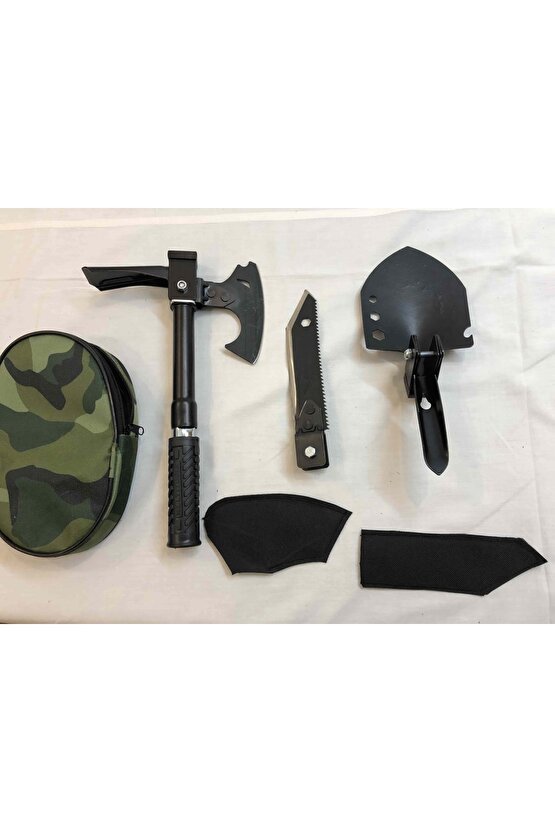 Yerli Üretim Çok Fonksiyonlu Bahçe Kamp Piknik Avcılık Için Balta Kürek Çekiç Çapa Keser Seti