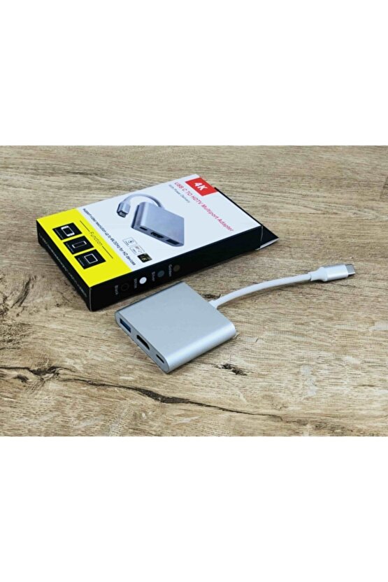 3in1 Type-c To Hdmi 4k Usb 3.0 Dönüştürücü Adaptör Matebook Samsung S8 S9 S10 Honor Dell Lg