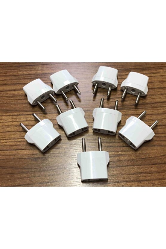 9 Adet Amerikan Uçlu Prizlerini Türk Uçlu Pirize Çevirici Dönüştürücü Beyaz Adaptör
