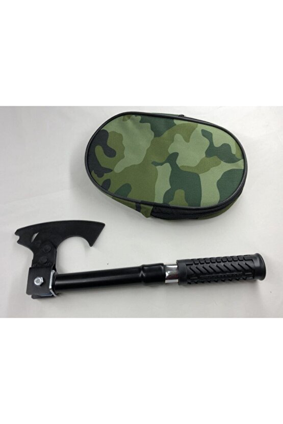 Türk Malı Özel Yeşil Kamuflaj Çantasında Sökülebilen Kaliteli Hafif Çelik Pratik Balta