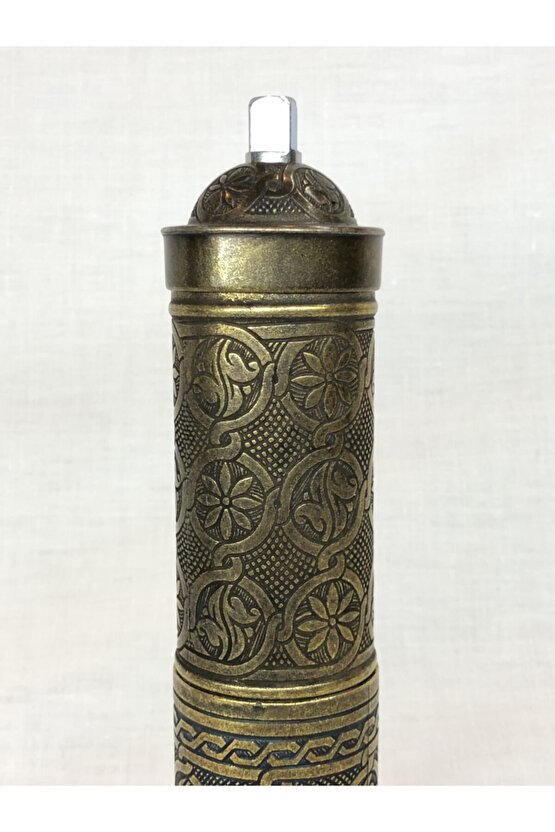 Eskitme Osmanlı Sitili Antik Pirinç Renkli Büyük Boy Değirmen Kahve Çekirdeği Kaya Tuzu Öğütücüsü