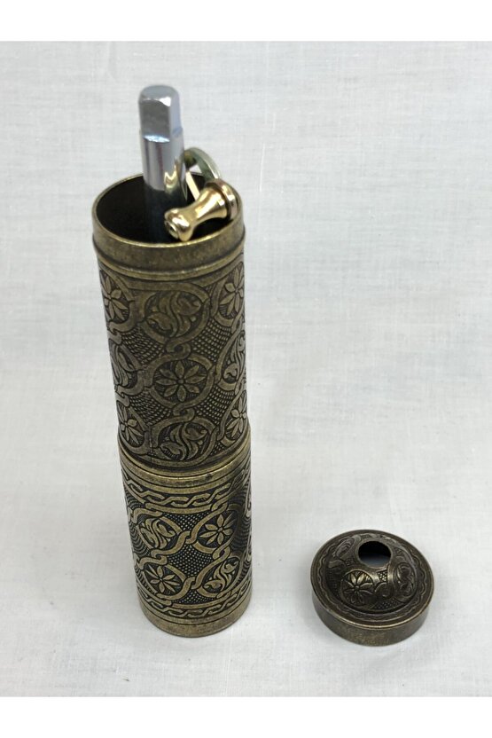 Eskitme Osmanlı Sitili Antik Pirinç Renkli Büyük Boy Değirmen Kahve Çekirdeği Kaya Tuzu Öğütücüsü