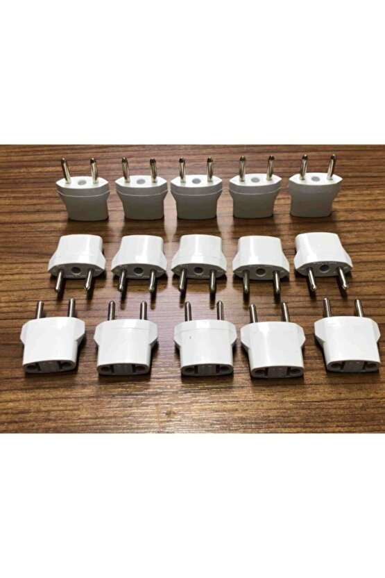 15 Adet Amerikan Uçlu Prizlerini Türk Uçlu Pirize Çevirici Dönüştürücü Beyaz Adaptör