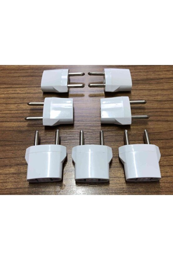 7 Adet Amerikan Uçlu Prizlerini Türk Uçlu Pirize Çevirici Dönüştürücü Beyaz Adaptör