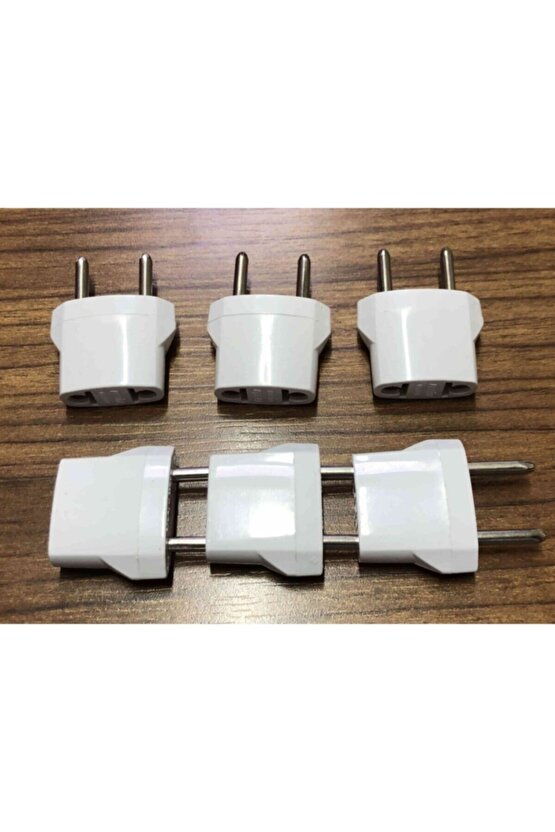 6 Adet Amerikan Uçlu Prizlerini Türk Uçlu Pirize Çevirici Dönüştürücü Beyaz Adaptör