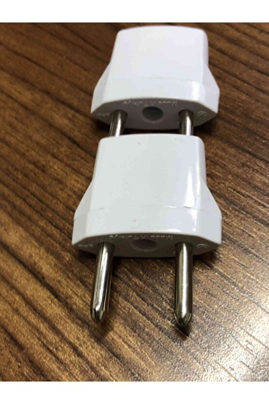 2 Adet Amerikan Uçlu Prizlerini Türk Uçlu Pirize Çevirici Dönüştürücü Beyaz Adaptör