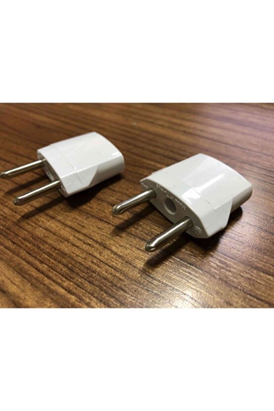 2 Adet Amerikan Uçlu Prizlerini Türk Uçlu Pirize Çevirici Dönüştürücü Beyaz Adaptör