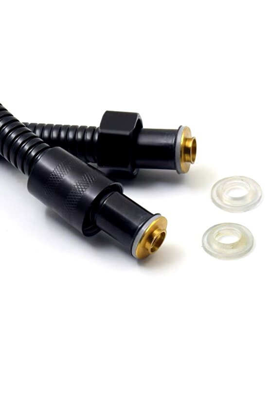 Siyah Duş Başlıklı 150 CM Hortumlu ve Yapışkanlı Mafsallı Duş Seti