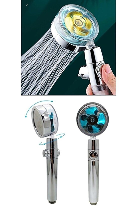 Pervaneli Su Tasarruflu Desenli Su Tazyikli Torbo Duş Başlığı Duş Banyo Seti Duş Hortumu Mafsal Set