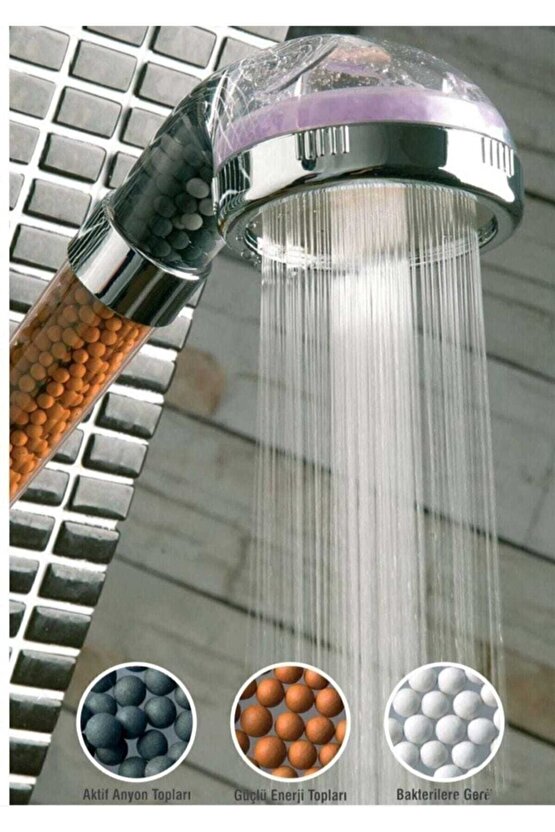 Natural Stone Beaded Water Saving Anti-Limescale Shower Head