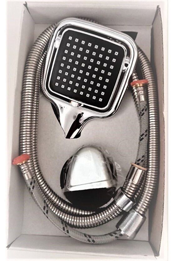Kare Duş Seti  Hortum  Başlık  Montaj Aparatı  3lü  Kare
