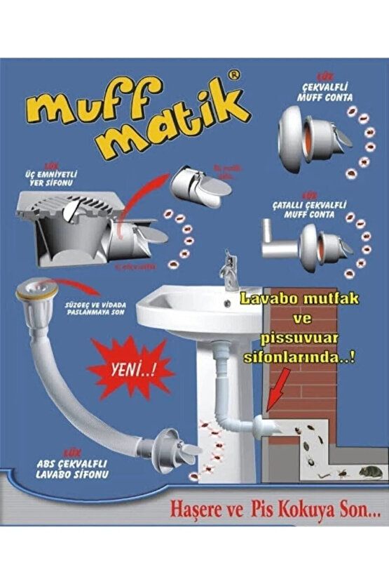4 ADET Koku Yok! Çekvalfli Adaptör Conta Lavabo Gideri Koku Önleyici Gider Adaptör