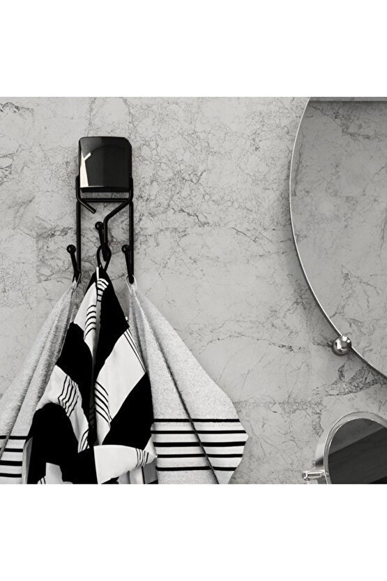 Decorev Süper Yapışkanlı Metal Yapıştırıcılı Siyah Üçlü Askı Dc-5054