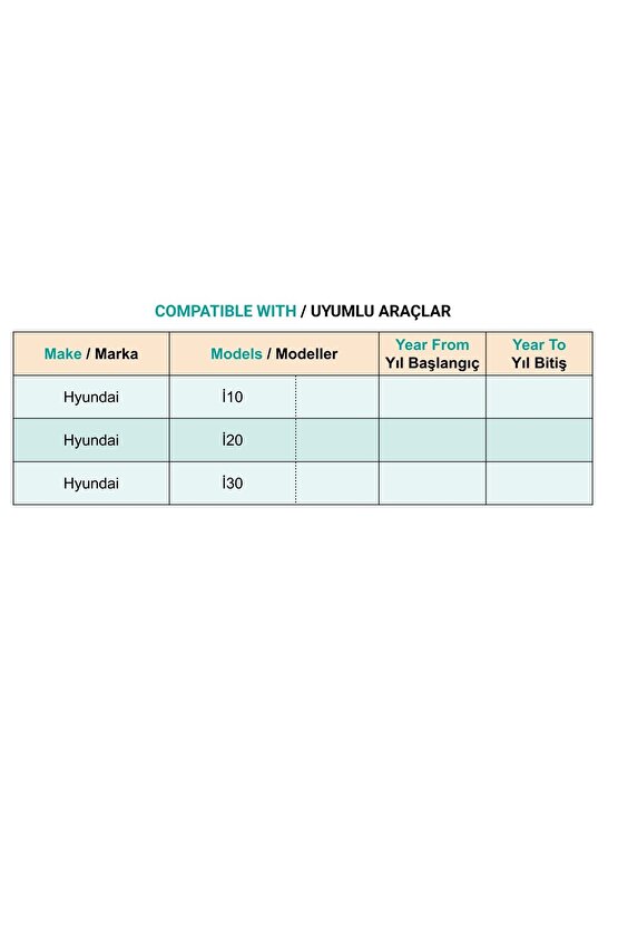 Kia, Hyundai i30, i20, i10 için Yan Ayna Tamir Dişlisi 30 Diş-50 Adet