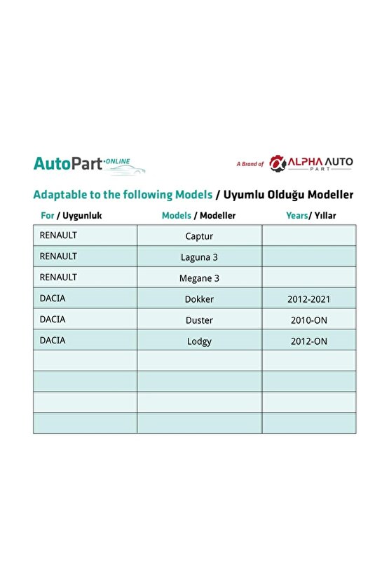 Renault Dacia Fiat için Bagaj Davlumbaz Klips - 10 Adet