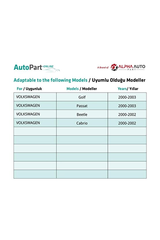 Volkswagen Golf Passat Beetle Cabrio Torx (Tork) için Davlumbaz Vida - 10 Adet