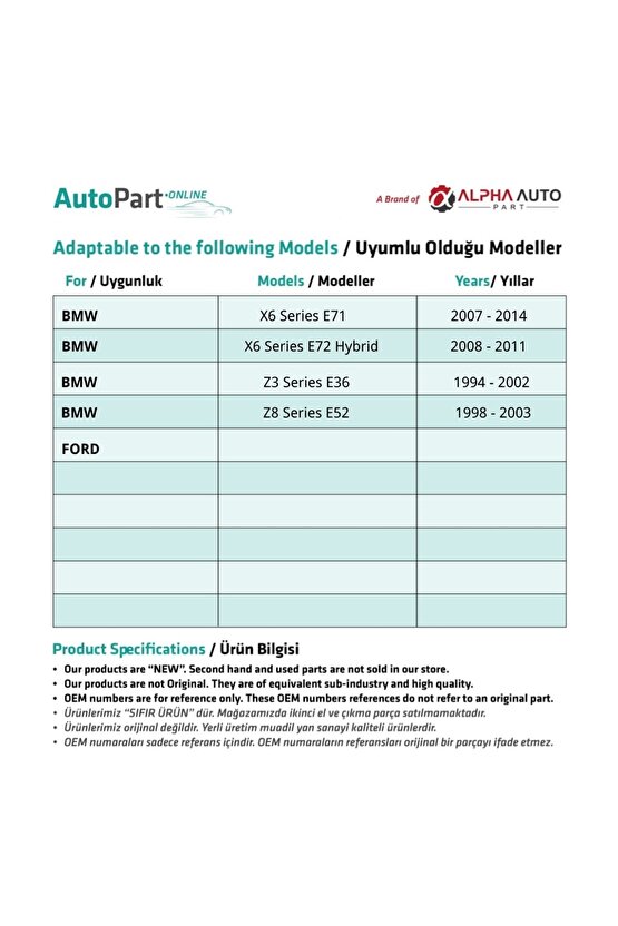 Bmw Ford Için Döşeme Klips 10lu