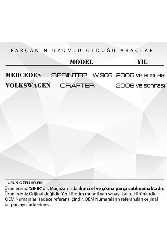 Mercedes Sprinter, Volkswagen Crafter Için Cam Düğme Kapağı-3lü Set