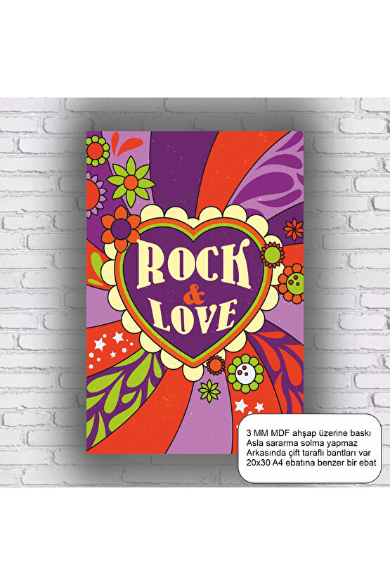 hippi tarzda rock ve aşk müzik ev dekorasyon mdf tablo retro ahşap poster