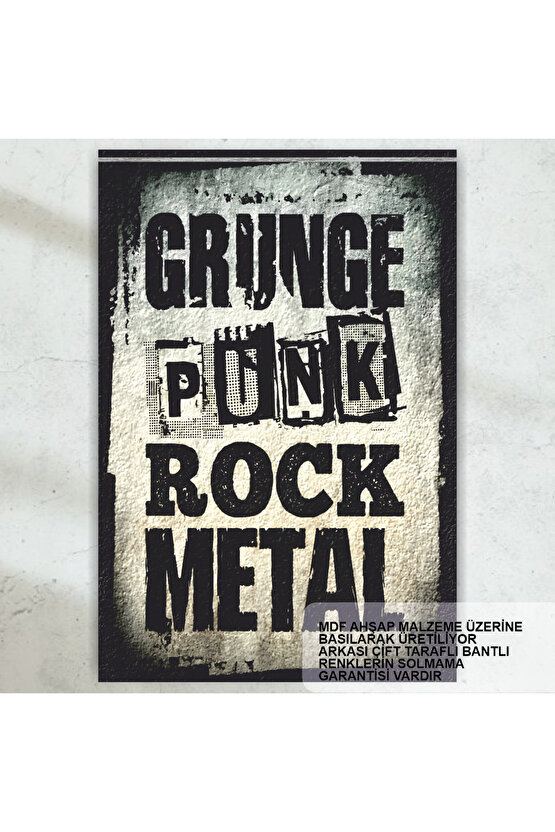grunge punk rock metal müzik ev dekroasyon tablo retro ahşap poster