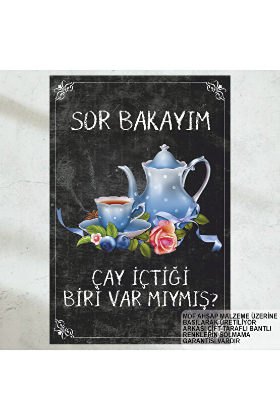 çay sevgili romantizm komik esprili anlamlı çay sözleri ev mutfak kafe dekorasyon retro ahşap poster