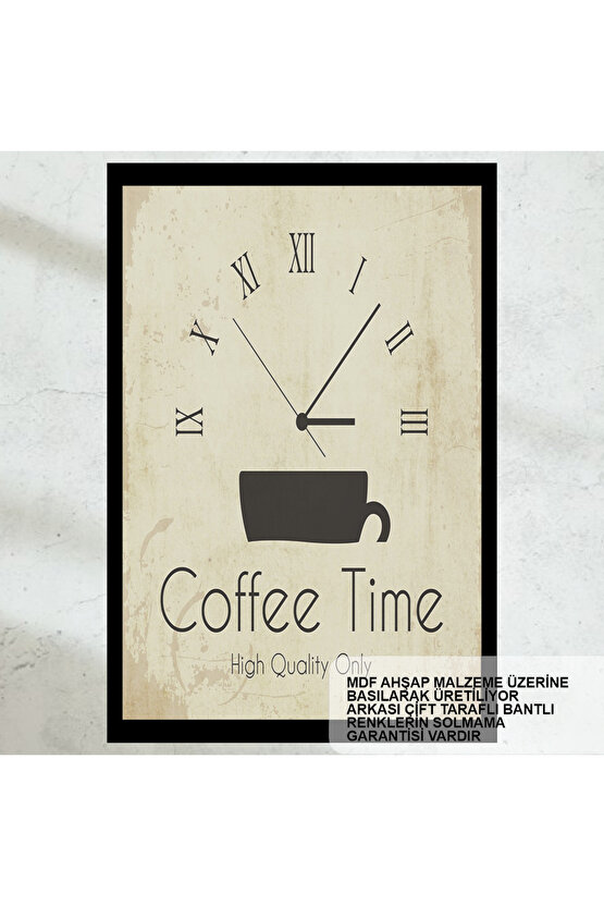 kahve saati zamanı ev mutfak kafe dekorasyon tablo retro ahşap poster
