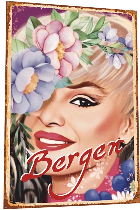 Bergen Acılların Kadını- 2 Popart Arabeskin Kraliçeleri Serisi Retro Vintage Ahşap Poster