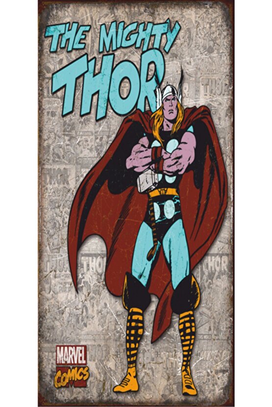Thor Marvel Retro Vintage Ahşap Poster 2030016