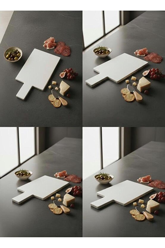 Şık ve Modern Beyaz Mermer Sunum ve Kesme Tahtası