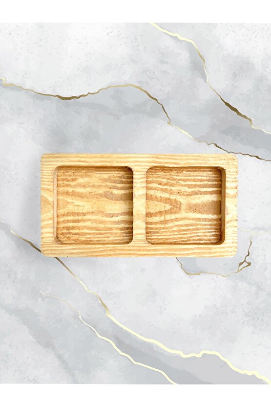 Ahşap Kare Yağdanlık Standı 2 Bölmeli