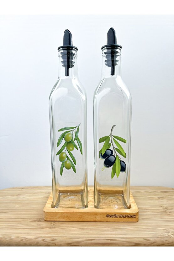 Ahşap Kare Yağdanlık Standı 2 Bölmeli