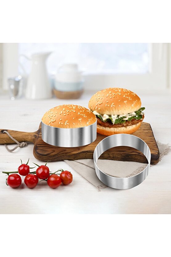 Narkalıp Yuvarlak Hamburger,Omlet Pasta Pişirme Kalıbı Çap 10cm Derinlik 3,5cm 6 Adet