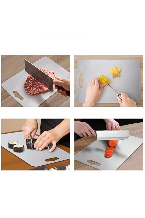 Narkalıp Metal Kesme Tahtası, Paslanmaz Çelik Mutfak Doğrama Tahtaları 28x20cm