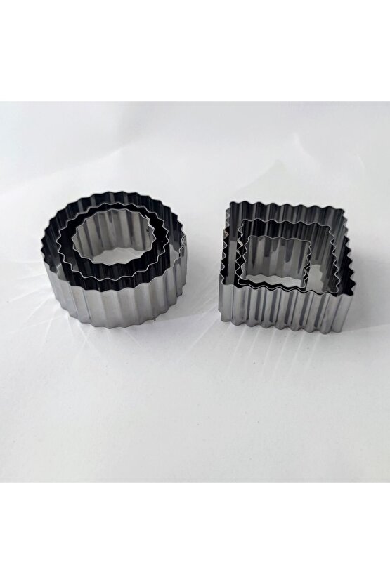 Narkalıp Paslanmaz Kare Yuvarlak Tırtıklı Kurabiye Kalıbı 6 Lı